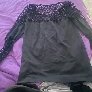 VENUS Black and Purple Lace Top